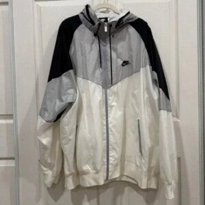 Nike Windrunner Jacket XXL Black Gray White Colorblock Full Zip Hooded Coat